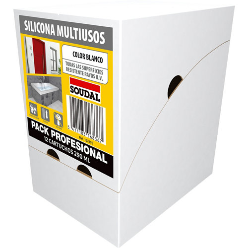 Caja de 12 siliconas multiuso neutra soudal 290 ml blanco