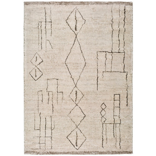 Alfombra de interior blanca poliéster etnica 160 x 230cm