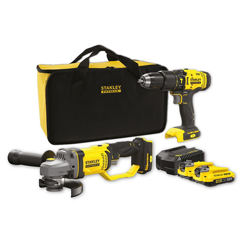 Stanley fatmax sfmck471d2s combo kit v20 li-ion 18v: taladro percutor brushless+ de la marca STANLEY FATMAX en acabado de color No definido fabricado en Varios, ver descripción