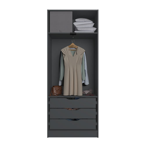 Composición nº19 spaceo home armario kit vestidor sin puertas gris 240x80x60cm