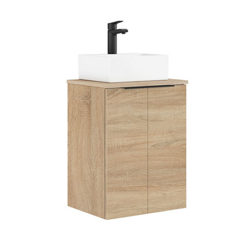 Mueble de baño con lavabo small olmo 45x36 cm de la marca ARTYSAN en acabado de color Marrón fabricado en Aglomerado de particulas