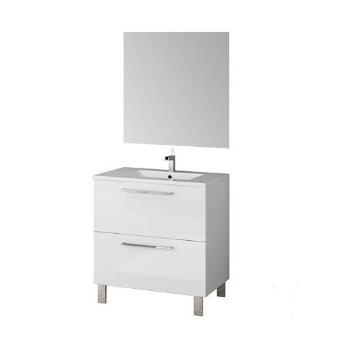 Mueble de baño con lavabo y espejo aida blanco 60x43 cm