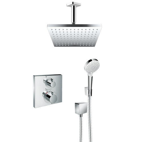 Conjunto de ducha empotrado termostático hansgrohe vernis gris / plata de la marca Hansgrohe en acabado de color Gris / plata fabricado en Varios, ver descripción