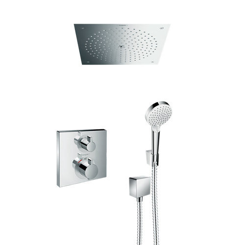 Conjunto de ducha empotrado termostático hansgrohe raidance gris / plata de la marca Hansgrohe en acabado de color Gris / plata fabricado en Varios, ver descripción