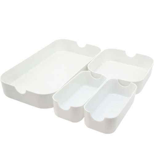 Set 4 cajas remix blanco 16.3x5.3 cm