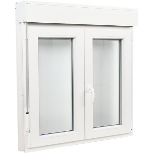 Ventana pvc blanca oscilobatiente persiana 120x115 cm