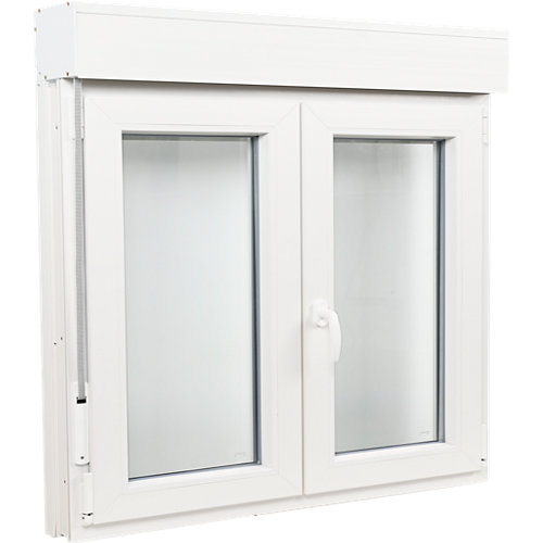 Puerta de entrada acorazada serie v lisa derecha sapelli/blanco de 89x206 cm 25 Ventana pvc blanca oscilobatiente persiana 140x135 cm