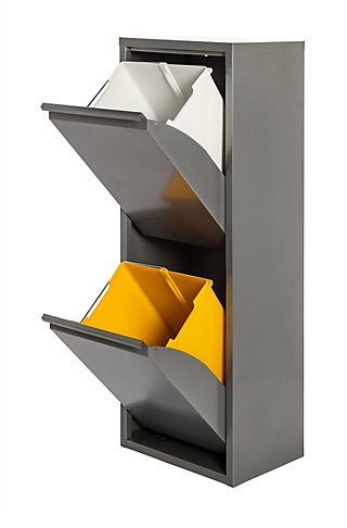 Armario para reciclaje de metal 33.5x92x25cm color puertas 2 cubos de 15L LEROY