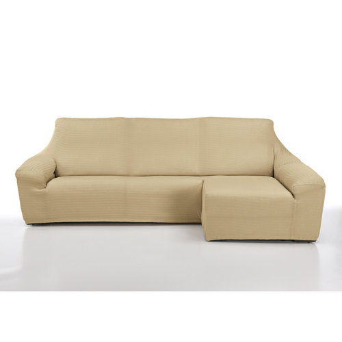 Funda chaise longue elástica playa beig izquierdo
