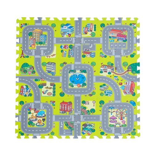 Alfombra multicolor goma eva puzzle carretera 90 x 90cm