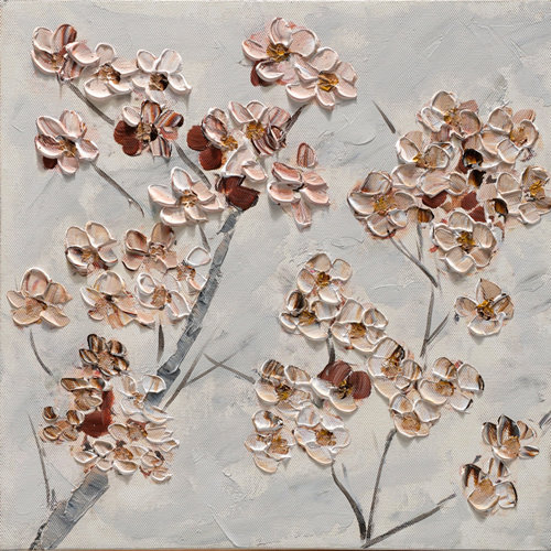 Pintura original floral 30 x 30 cm