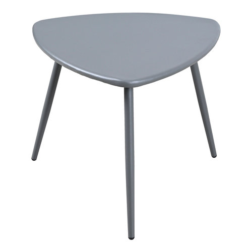 Mesa auxiliar de jardín de acero triangulo gris de 44x40x44 cm
