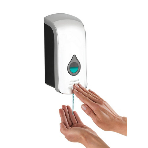 Dispensador de jabón ranera brillante de la marca Wenko en acabado de color Gris / plata fabricado en Plástico