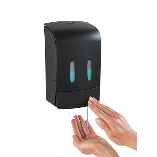 Dispensador de jabón tartas mate de la marca Wenko en acabado de color Negro fabricado en Plástico