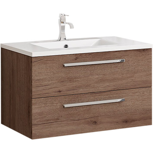 Mueble de baño con lavabo madrid roble oscuro 80x45 cm de la marca Blanca / Sin definir en acabado de color Marrón fabricado en Madera