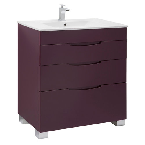 Mueble de baño con lavabo asimétrico berenjena 80x45 cm