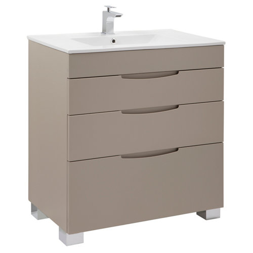Mueble de baño con lavabo asimétrico moka 80x45 cm