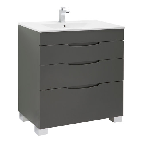 Mueble de baño con lavabo asimétrico grafito 80x45 cm