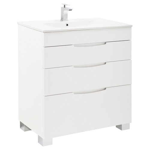 Mueble de baño con lavabo asimétrico blanco mate 80x45 cm