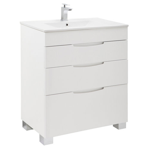 Mueble de baño con lavabo asimétrico blanco mate 70x45 cm
