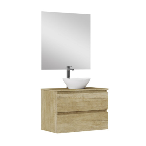 Mueble de baño con lavabo y espejo sand natural 80x45 cm de la marca ARTYSAN en acabado de color Marrón fabricado en Aglomerado de particulas
