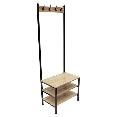 Perchero de pie de madera color negro de 175x40x60cm