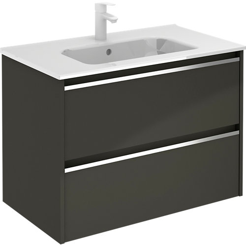 Mueble de baño con lavabo beta con 2 cajones antracita brillo 80x45 cm