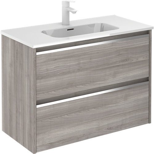 Mueble de baño con lavabo beta con 2 cajones gris arenado 80x38 cm