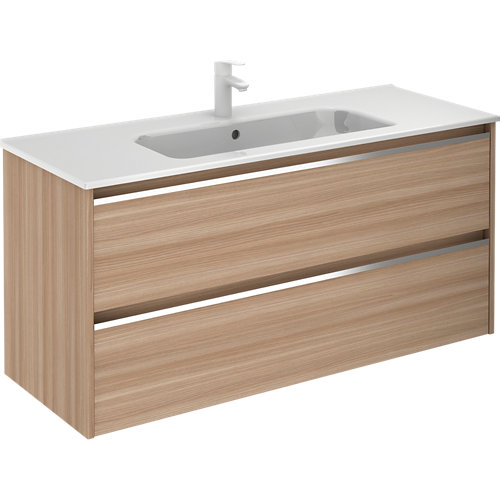 Mueble de baño con lavabo beta con 2 cajones nogal arenado 120x45 cm
