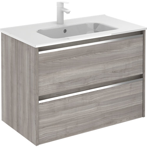 Mueble de baño con lavabo beta con 2 cajones gris arenado 80x45 cm