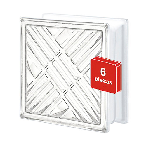 Caja de 6 bloques de vidrio mosaico neutro de 19x19x8cm