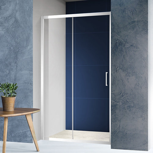 Mampara frontal corredera steel 195x160 cm de la marca Blanca / Sin definir en acabado de color Incoloro / transparente fabricado en Cristal