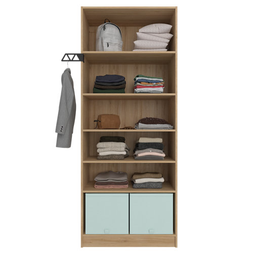 Composición nº53 spaceo home armario kit vestidor sin puertas roble 200x80x45cm