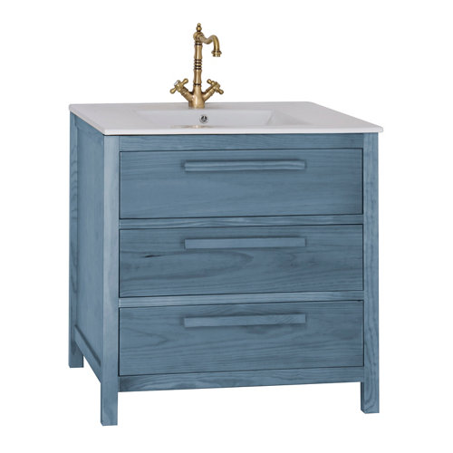 Mueble de baño con lavabo amazonia azul 80 x 45 cm