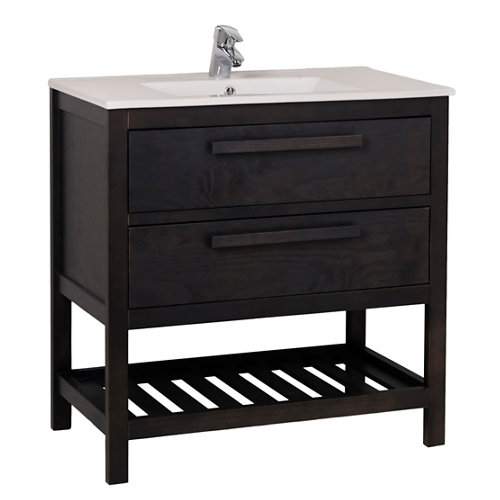 Mueble de baño con lavabo amazonia gris oscuro 80 x 45 cm