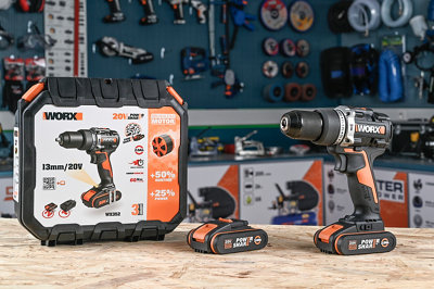 Taladro percutor WORX 20v con 2 baterías de 2Ah+ kit · LEROY MERLIN