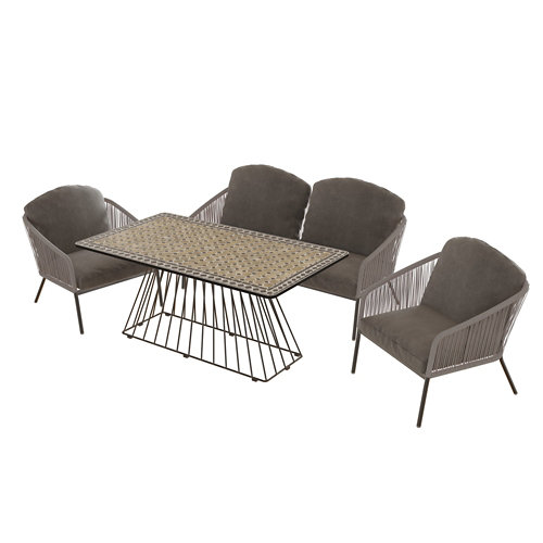 Conjunto de muebles de porche alhambra de acero 120x60 cm para 4 comensales