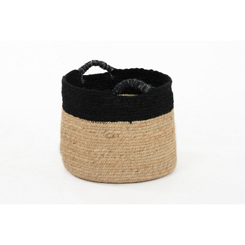 Basket yute bicolor negro 30x25 cm
