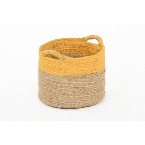 Basket yute bicolor mostaza 30x25 cm