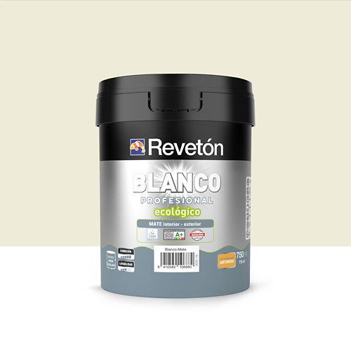 Pintura interior mate reveton blanco pro 0.75l 1010-g verde agua muy luminoso de la marca REVETÓN en acabado de color Blanco fabricado en Varios, ver descripción