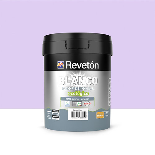 Pintura interior mate reveton blanco pro 0.75l 1040-r60b lila azulado luminoso de la marca REVETÓN en acabado de color Violeta fabricado en Varios, ver descripción