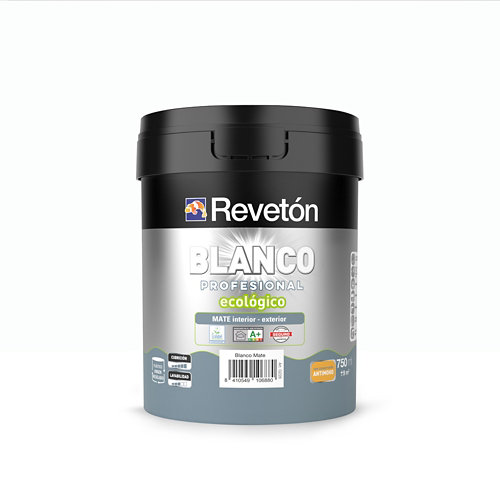 Pintura interior mate reveton pro 0.75l 1502-r50b neutro gris acero luminoso de la marca REVETÓN en acabado de color Blanco fabricado en Varios, ver descripción