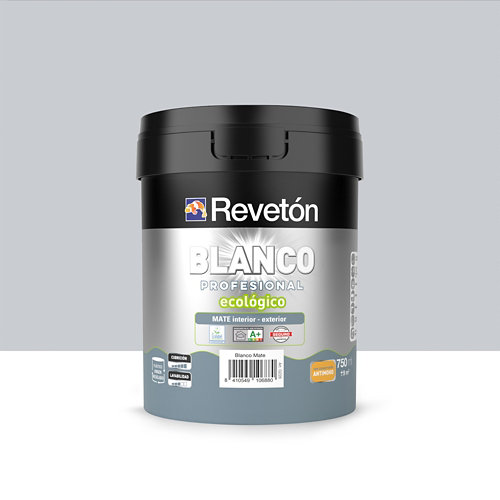 Pintura interior mate reveton blanco pro 0.75l 1040-b50g turquesa muy luminoso de la marca REVETÓN en acabado de color Gris / plata fabricado en Varios, ver descripción