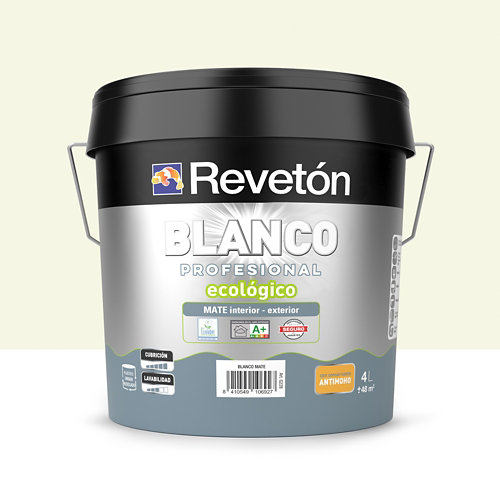 Pintura interior mate reveton pro 4l 1002-y50r neutro gris piedra muy luminoso de la marca REVETÓN en acabado de color Blanco fabricado en Varios, ver descripción