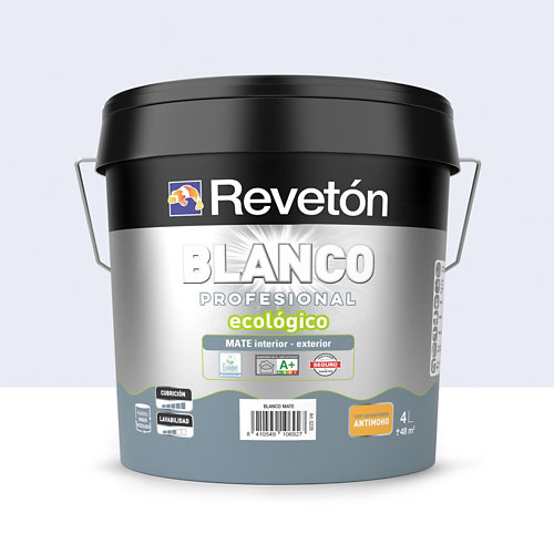 Pintura interior mate reveton blanco pro 4l 1005-r50b neutro gris acero luminoso de la marca REVETÓN en acabado de color Violeta fabricado en Varios, ver descripción