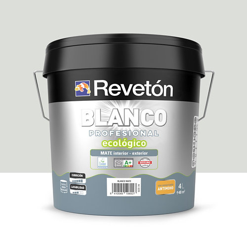 Pintura interior mate reveton pro 4l 2020-r90b azul scandi empolvado de la marca REVETÓN en acabado de color Gris / plata fabricado en Varios, ver descripción