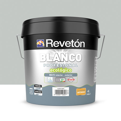 Pintura interior mate reveton pro 4l 2005-g20y neutro verdoso luminoso de la marca REVETÓN en acabado de color Gris / plata fabricado en Varios, ver descripción