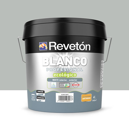 Pintura interior mate reveton blanco pro 4l 1030-y10r amarillo maiz luminoso de la marca REVETÓN en acabado de color Gris / plata fabricado en Varios, ver descripción