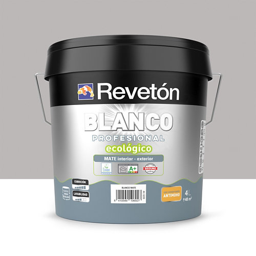 Pintura interior satinado reveton blanco pro 0.75l 0500-n blanco muy luminoso de la marca REVETÓN en acabado de color Gris / plata fabricado en Varios, ver descripción