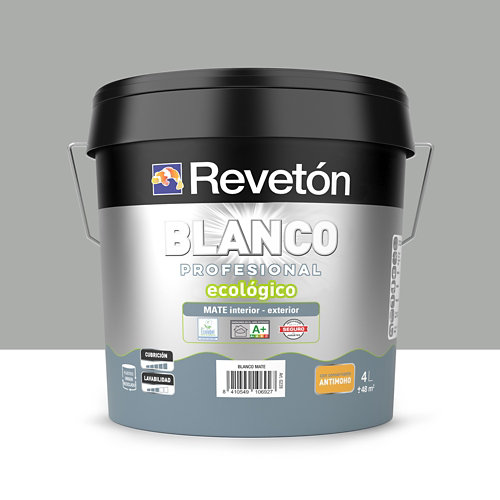 Pintura interior satinado reveton blanco pro 0.75l 0505-y10r crema muy luminoso de la marca REVETÓN en acabado de color Gris / plata fabricado en Varios, ver descripción